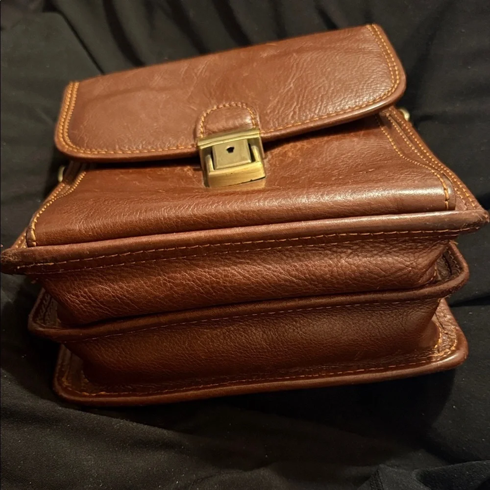Etrier men's shoulder bag cognac, brown Leather Messenger Bag